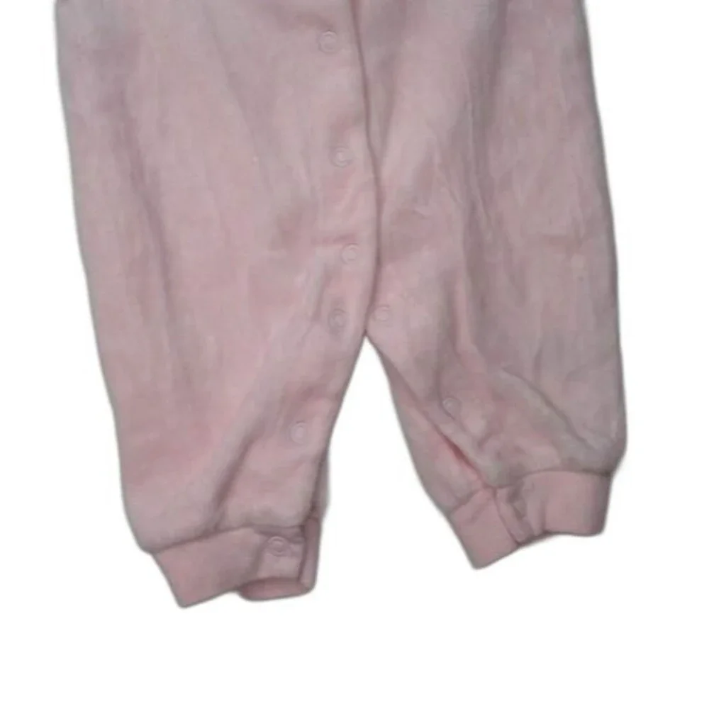 Carter's Baby Girl 3M Hooded Jumpsuit Pale Pink Snaps Cuffed Sleeves & Legs